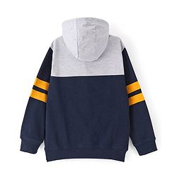 Pine Kids Cotton Full Sleeves Hooded Biowashed Sweatshirt Text Print- Navy Blue