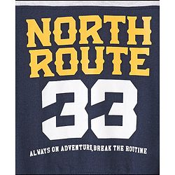 Pine Kids Cotton Full Sleeves Hooded Biowashed Sweatshirt Text Print- Navy Blue