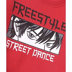 Pine Kids Cotton Full Sleeves Freestyle Street Dance Text Print Sweatshirt - Red