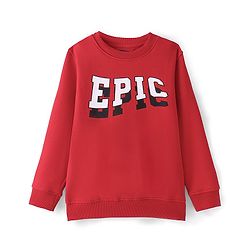 Pine Kids Cotton Full Sleeves Epic Text Print Sweatshirt - Red