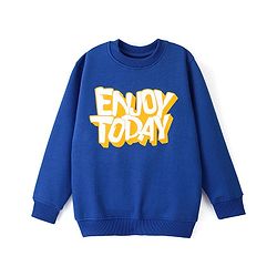 Pine Kids Cotton Knit Full Sleeves Basic Round Neck Bio Washed Text Printed Sweatshirt - Blue
