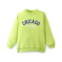 Pinekids Cotton Knit Biowashed Full Sleeves Sweatshirt With Chicago Print - Green