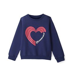 Pinekids Full Sleeve Round Neck Biowashed Sweatshirts with Heart Print - Navy Peony