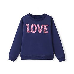 Pine Kids Full Sleeves Round Neck Biowashed Sweatshirt Text Printed - Navy Peony