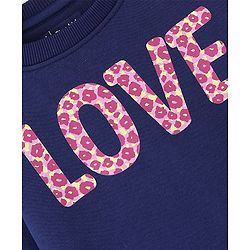 Pine Kids Full Sleeves Round Neck Biowashed Sweatshirt Text Printed - Navy Peony