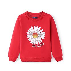 Pine Kids Full Sleeves Round Neck Bio Washed Sweat Shirt Floral Print - Red