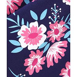 Pine Kids Full Sleeves Hooded Front Open Biowashed Sweatjacket Floral Print - Navy