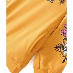 Pine Kids 100% Cotton Knit Full Sleeve Bio Washed Floral Printed Hooded Sweatshirt - Yellow