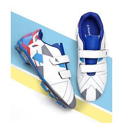 Pine Active Velcro Closure Soccer Shoes - White & Blue