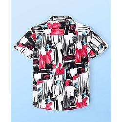 Pine Kids Viscose Woven Half Sleeves Abstract Printed Shirt - White