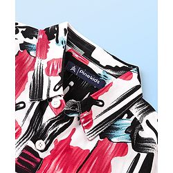 Pine Kids Viscose Woven Half Sleeves Abstract Printed Shirt - White