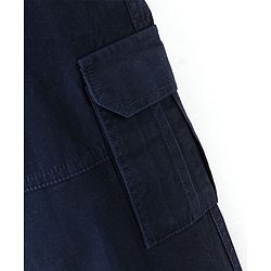 Pine Kids Cotton Elastane Full Length Solid Stretchable Track Pant with Draw Cord - Navy Blue