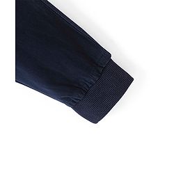 Pine Kids Cotton Elastane Full Length Solid Stretchable Track Pant with Draw Cord - Navy Blue