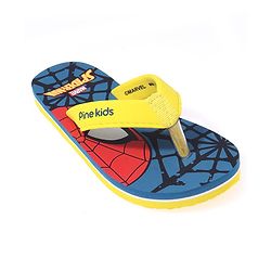 Pine Kids Spider Man Printed Slip On Flip Flop - Blue & Yellow