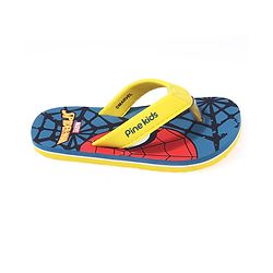 Pine Kids Spider Man Printed Slip On Flip Flop - Blue & Yellow