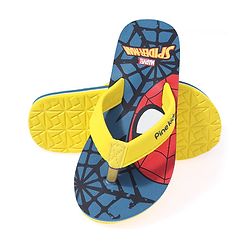 Pine Kids Spider Man Printed Slip On Flip Flop - Blue & Yellow