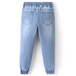 Pine Kids Cotton Full Length Stretchable Jeans With Back Elastication Solid- Mid Blue