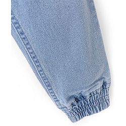 Pine Kids Cotton Full Length Stretchable Jeans With Back Elastication Solid- Mid Blue