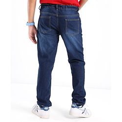 Pine Kids Cotton Rich Strechable Jeans with Adjustable Waist  - Dark Blue