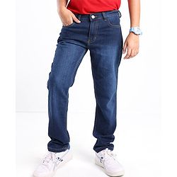Pine Kids Cotton Rich Strechable Jeans with Adjustable Waist  - Dark Blue