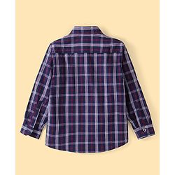 Pine Kids 100% Cotton Roll Up Full Sleeves Checkered Shirt with Inner Tee - Blue