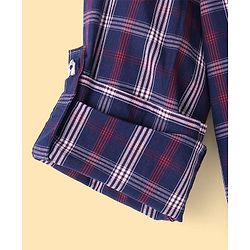 Pine Kids 100% Cotton Roll Up Full Sleeves Checkered Shirt with Inner Tee - Blue
