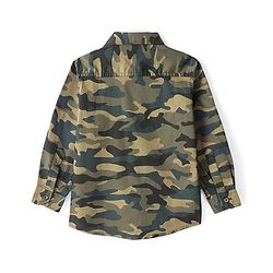 Pine Kids Roll Up Full Sleeves Camo Printed Shirt - Green