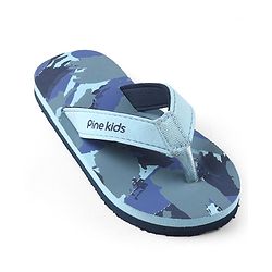 Pine Kids Abstract Print Flip Flops - Blue