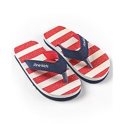 Pine Kids Flip Flops Striped - Red