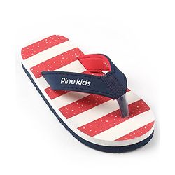 Pine Kids Flip Flops Striped - Red