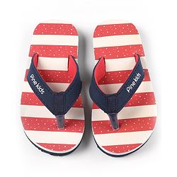 Pine Kids Flip Flops Striped - Red