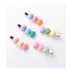 Pine Kids Hair Pins And Clips with Heart Applique Free Size Pack of 5 - Multicolour