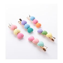 Pine Kids Hair Pins And Clips with Heart Applique Free Size Pack of 5 - Multicolour