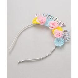 Pine Kids Free Size Birthday Girl Hair Band with Flowers - Multicolor