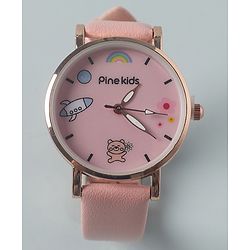 Pine Kids  Free Size Analog Watch with Rainbow Print - Pink