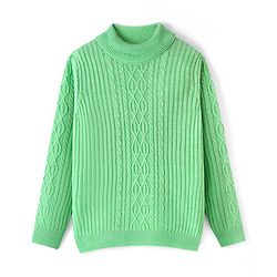 Pine Kids Knit Full Sleeves Sweater With Cable Knit Design - Green