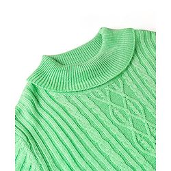 Pine Kids Knit Full Sleeves Sweater With Cable Knit Design - Green