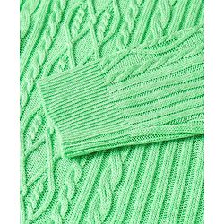 Pine Kids Knit Full Sleeves Sweater With Cable Knit Design - Green
