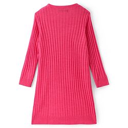 Pine Kids Full Sleeve Woolen Dress With Scarf - Pink