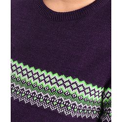 Pine Kids Knit Full Sleeves Fair Isle Design Sweater - Violet