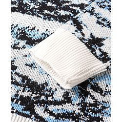 Pine Kids Knit Full Sleeves Intarsia Design Turtle Neck Sweater - White