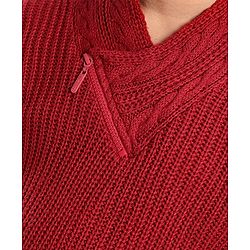 Pine Kids Knit Full Sleeves Shawl Collar Sweater Cable Knit Design - Rust