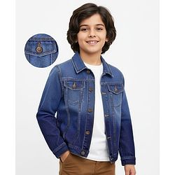 Pine Kids Full Sleeves Dip Dyed Denim Jackets - Blue