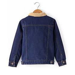 Pine Kids Full Sleeves  Washed Denim Jackets With Furr Collar - Blue