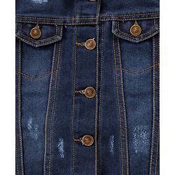 Pine Kids Full Sleeves  Washed Denim Jackets With Furr Collar - Blue