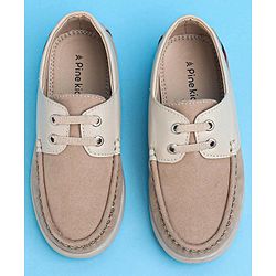 Pine Kids Slip On Color Block Casual Loafer Shoes - Beige
