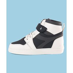 Pine Kids Velcro Closure Sneakers Shoes - White & Navy Blue