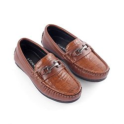 Pine Kids Slip on Formal Wear Shoes with Chain Link - Brown