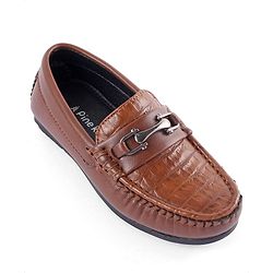 Pine Kids Slip on Formal Wear Shoes with Chain Link - Brown