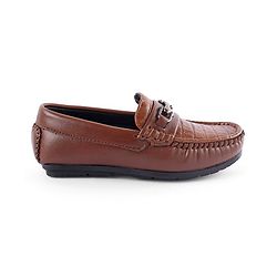 Pine Kids Slip on Formal Wear Shoes with Chain Link - Brown